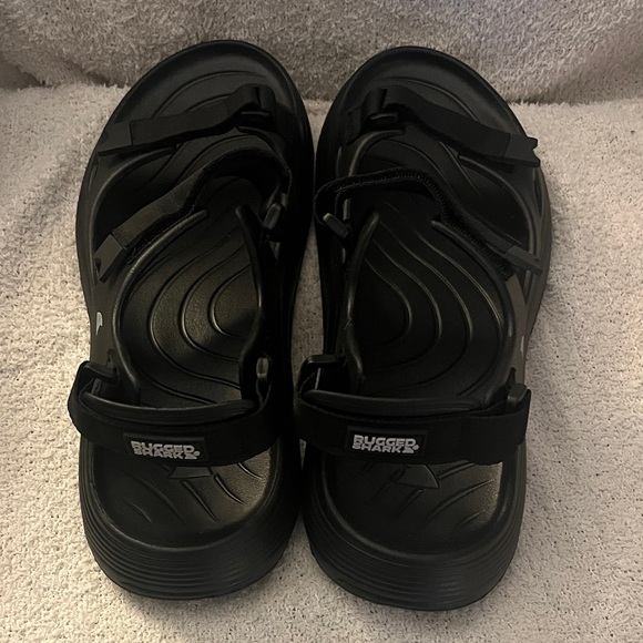 Rugged Shark Black Sandals Mens size 12 NWOT - Picture 1 of 10
